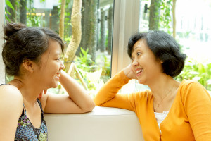 Closeness and friendship between asian ethnic mother and teen daughter